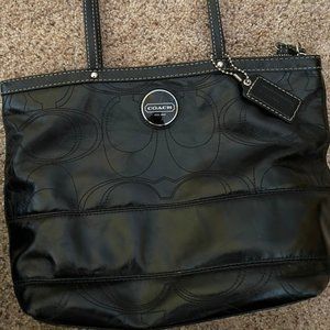 Authentic Black Leather Coach Bag